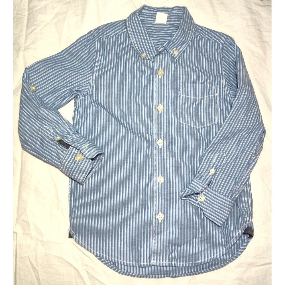 Baby Gap Boys Sz 4 Long Sleeve Shirt Lot Button‎ Down Pink Stripe Solid Navy 3pc